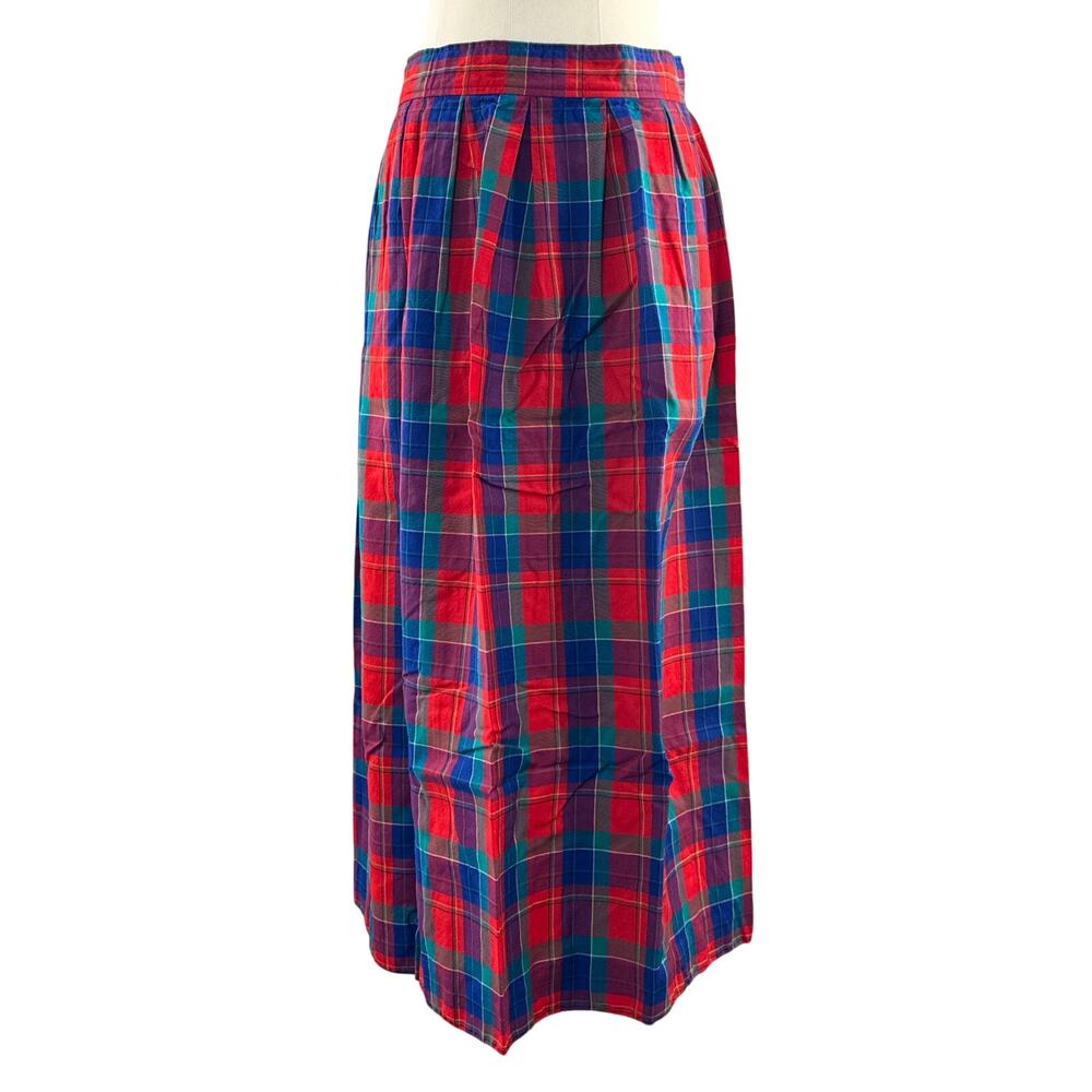 Vintage 70s Pendleton Women's Medium Plaid Wool Midi Skirt USA A-Line Pleated
